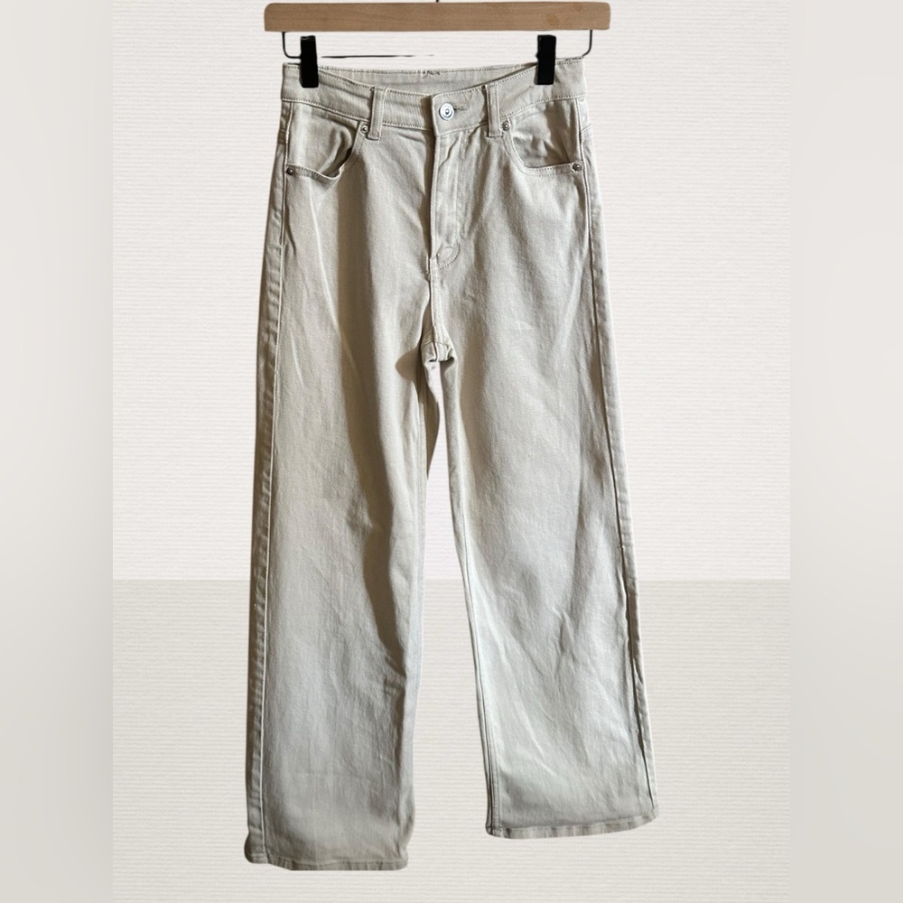 H&M Divided | Light Tan High Rise Wide Leg Pants | Size 2 Beige Jeans